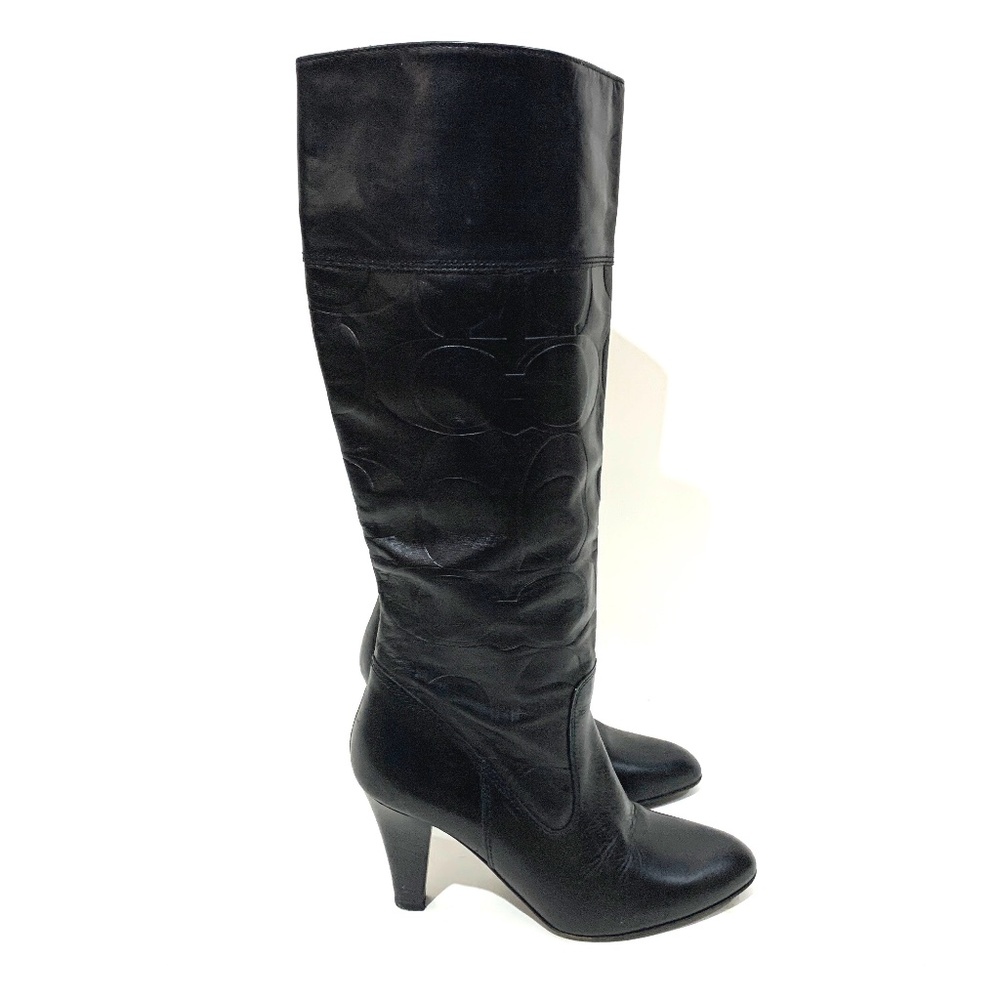 Coach Monogram Leather Heeled Boots